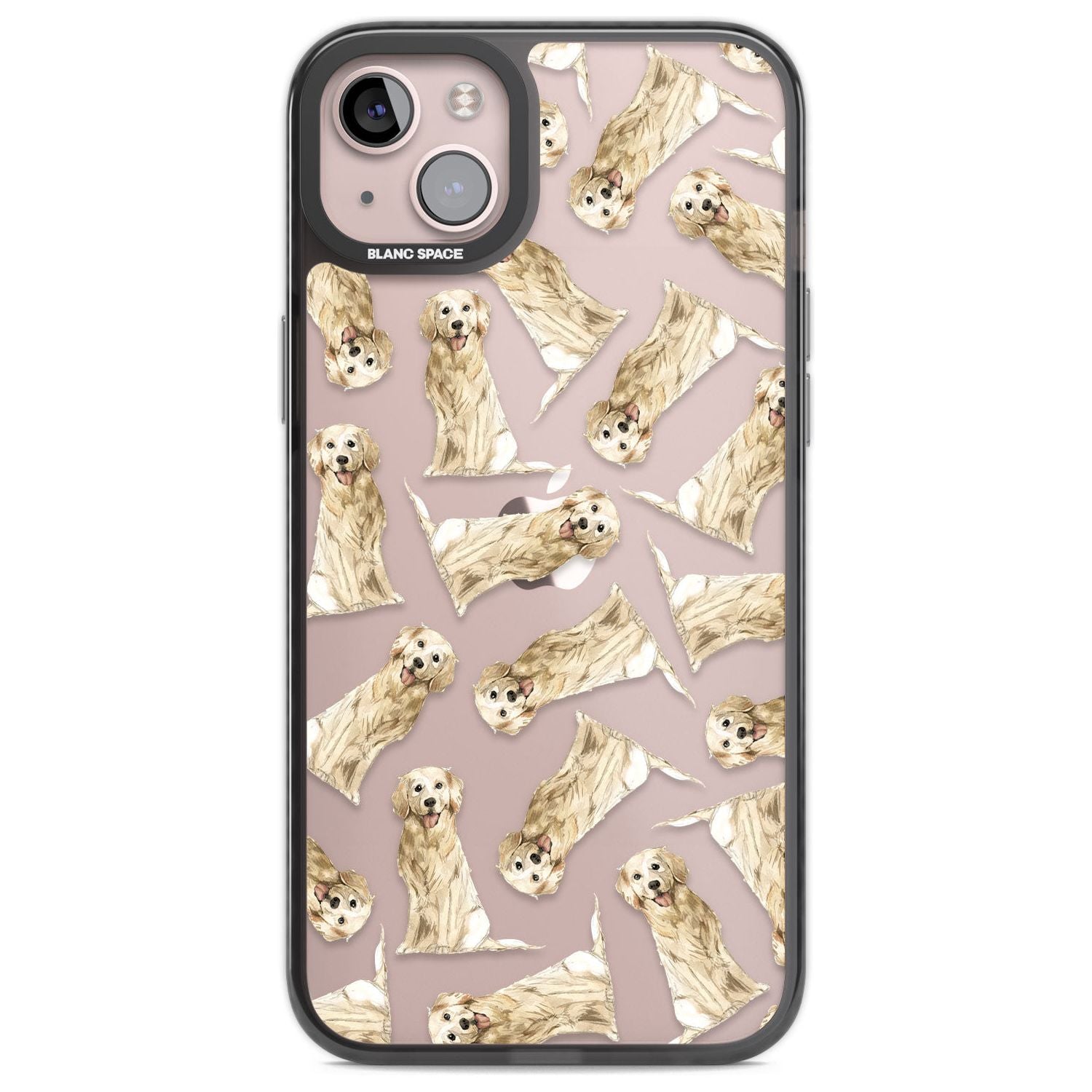 Golden Retriever Watercolour Dog Pattern Phone Case iPhone 14 Plus / Black Impact Case Blanc Space