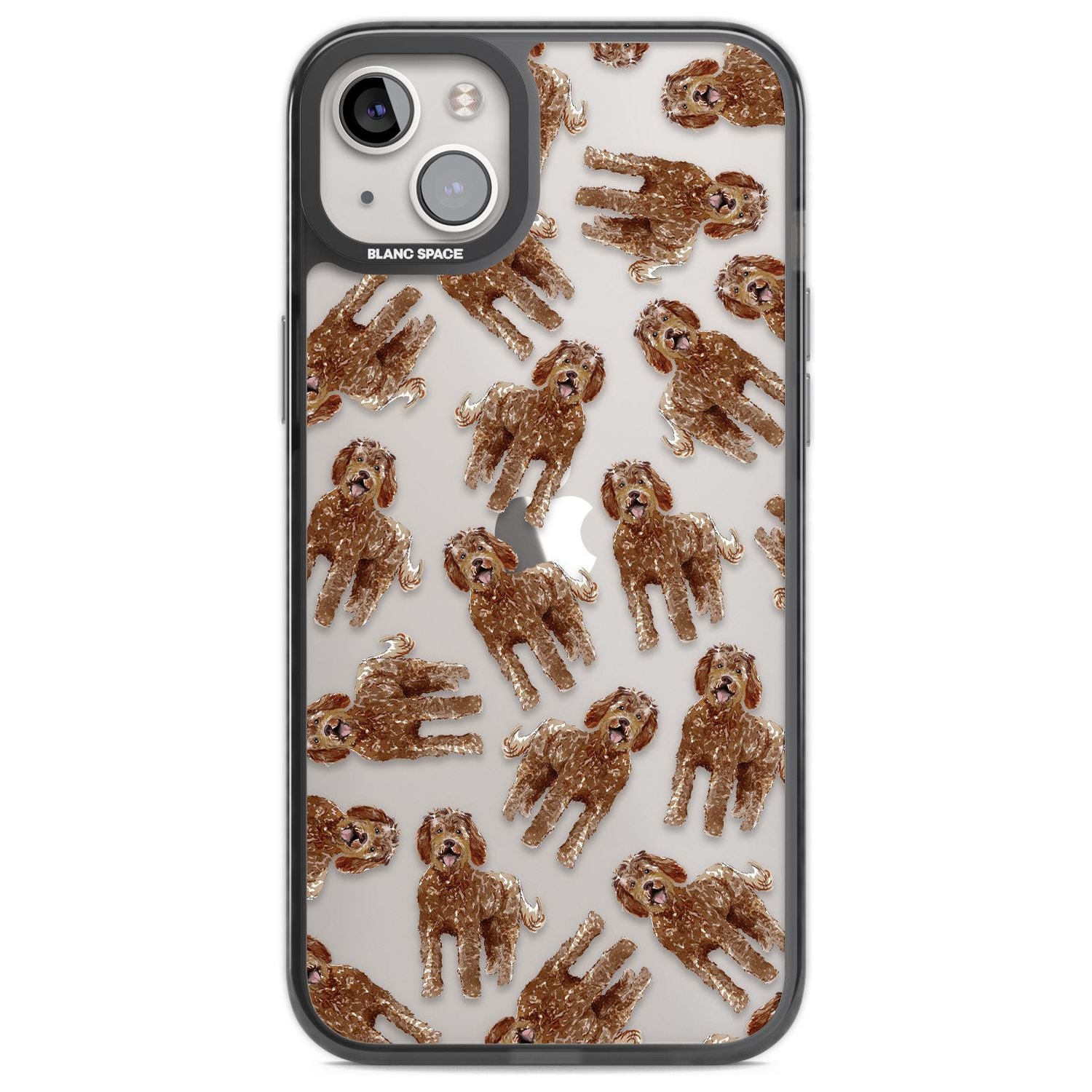 Labradoodle (Brown) Watercolour Dog Pattern Phone Case iPhone 14 Plus / Black Impact Case Blanc Space
