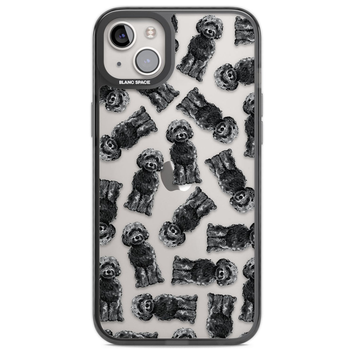 Cockapoo (Black) Watercolour Dog Pattern Phone Case iPhone 14 Plus / Black Impact Case Blanc Space