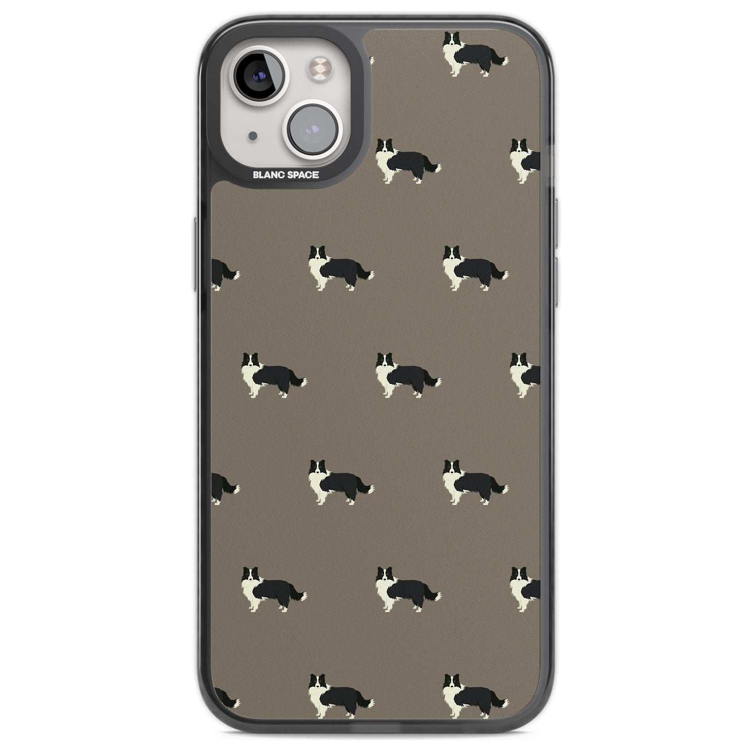 Border Collie Dog Pattern Phone Case iPhone 14 Plus / Black Impact Case Blanc Space