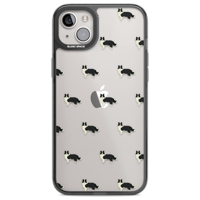Border Collie Dog Pattern Clear Phone Case iPhone 14 Plus / Black Impact Case Blanc Space