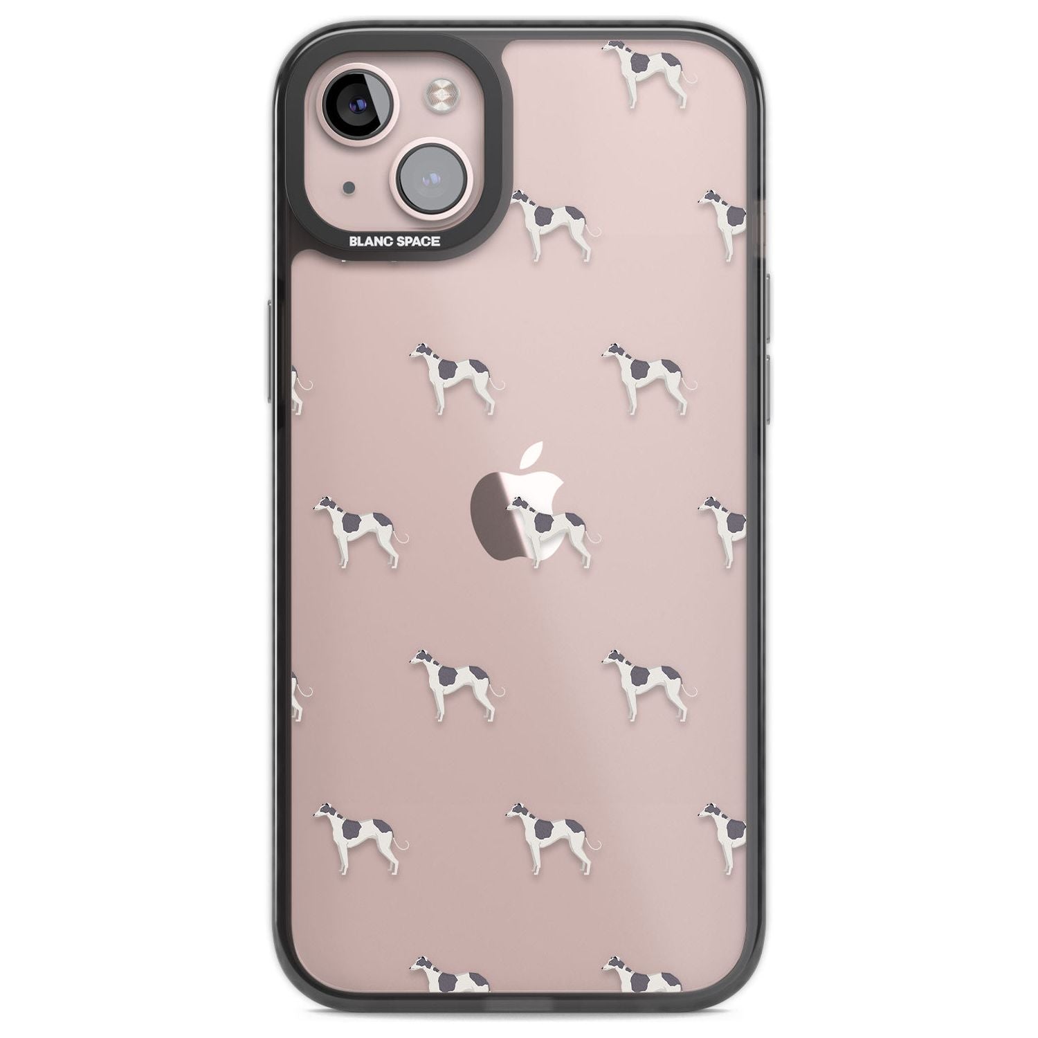 Greyhound Dog Pattern Clear Phone Case iPhone 14 Plus / Black Impact Case Blanc Space