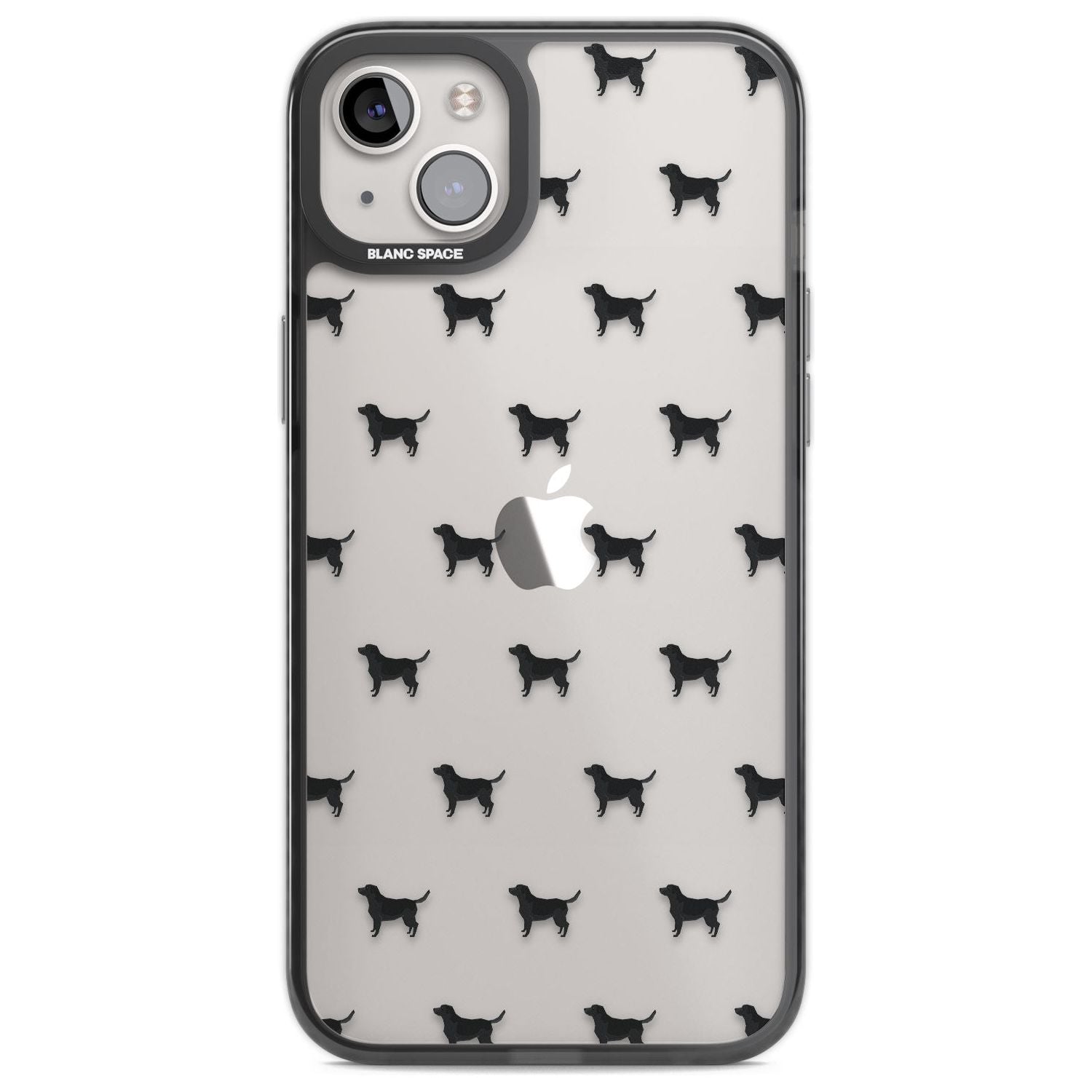 Black Labrador Dog Pattern Clear Phone Case iPhone 14 Plus / Black Impact Case Blanc Space
