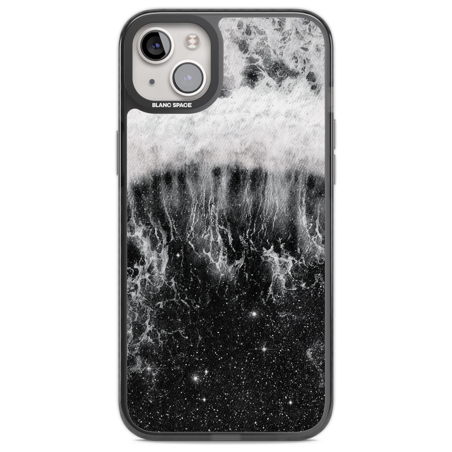 Ocean Wave Galaxy Print Phone Case iPhone 14 Plus / Black Impact Case Blanc Space