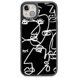 Abstract Continuous Line Faces White on Black Phone Case iPhone 14 Plus / Black Impact Case Blanc Space