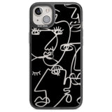 Abstract Continuous Line Faces Clear on Black Phone Case iPhone 14 Plus / Black Impact Case Blanc Space