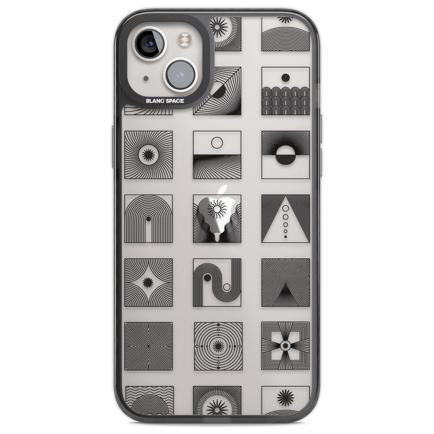 Abstract Lines: Mixed Pattern #1 Phone Case iPhone 14 Plus / Black Impact Case Blanc Space