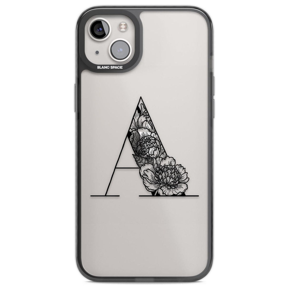 Floral Monogram Letter Custom Phone Case iPhone 14 Plus / Black Impact Case Blanc Space