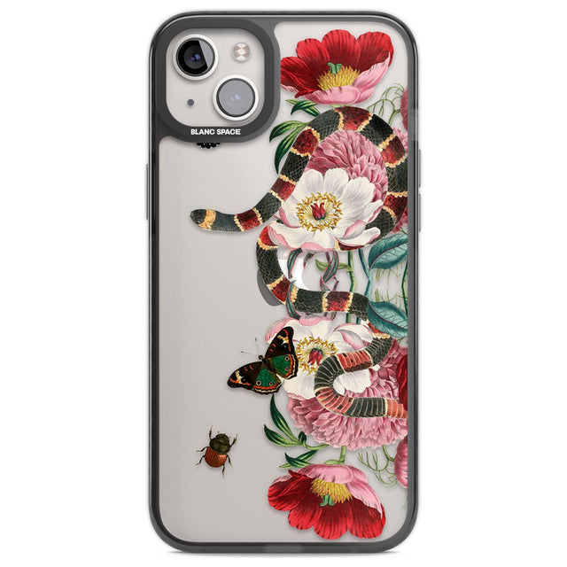 Floral Snake Phone Case iPhone 14 Plus / Black Impact Case Blanc Space