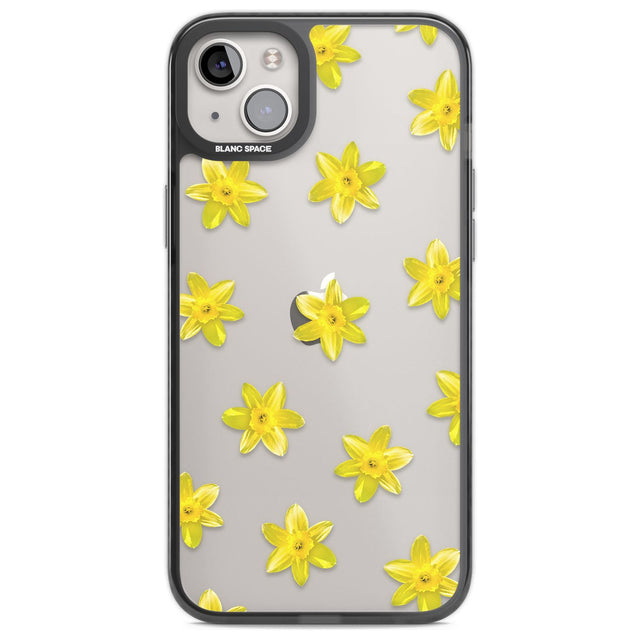 Daffodils Transparent Pattern Phone Case iPhone 14 Plus / Black Impact Case Blanc Space