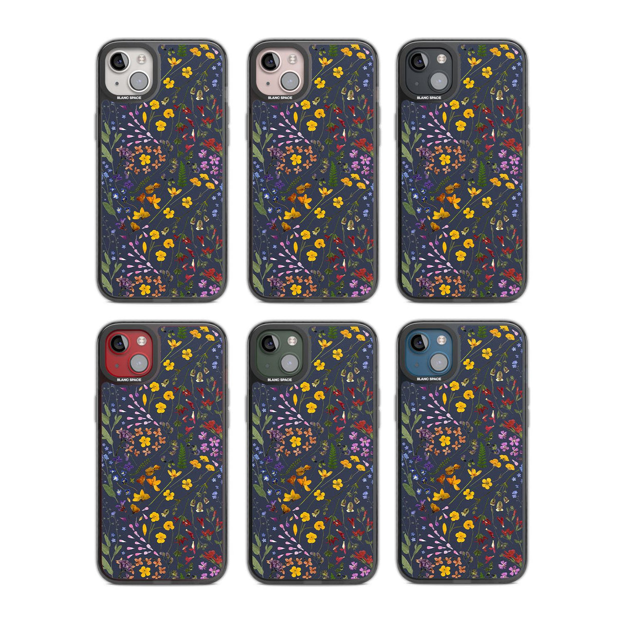 Wildflower & Leaves Cluster Design - Navy