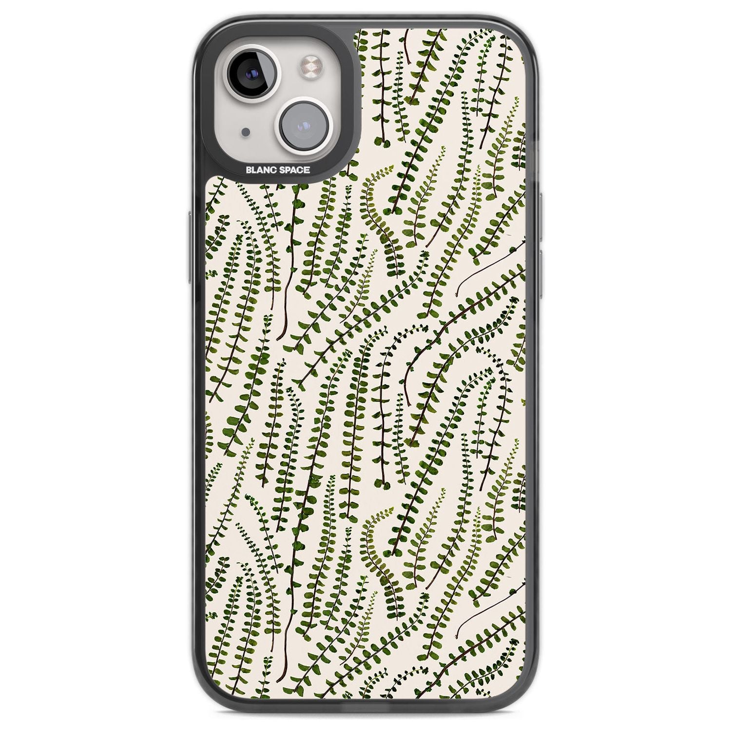 Fern Leaf Pattern Design - Cream Phone Case iPhone 14 Plus / Black Impact Case Blanc Space