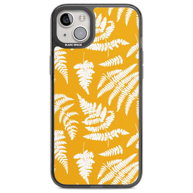Fern Pattern on Yellow Phone Case iPhone 14 Plus / Black Impact Case Blanc Space