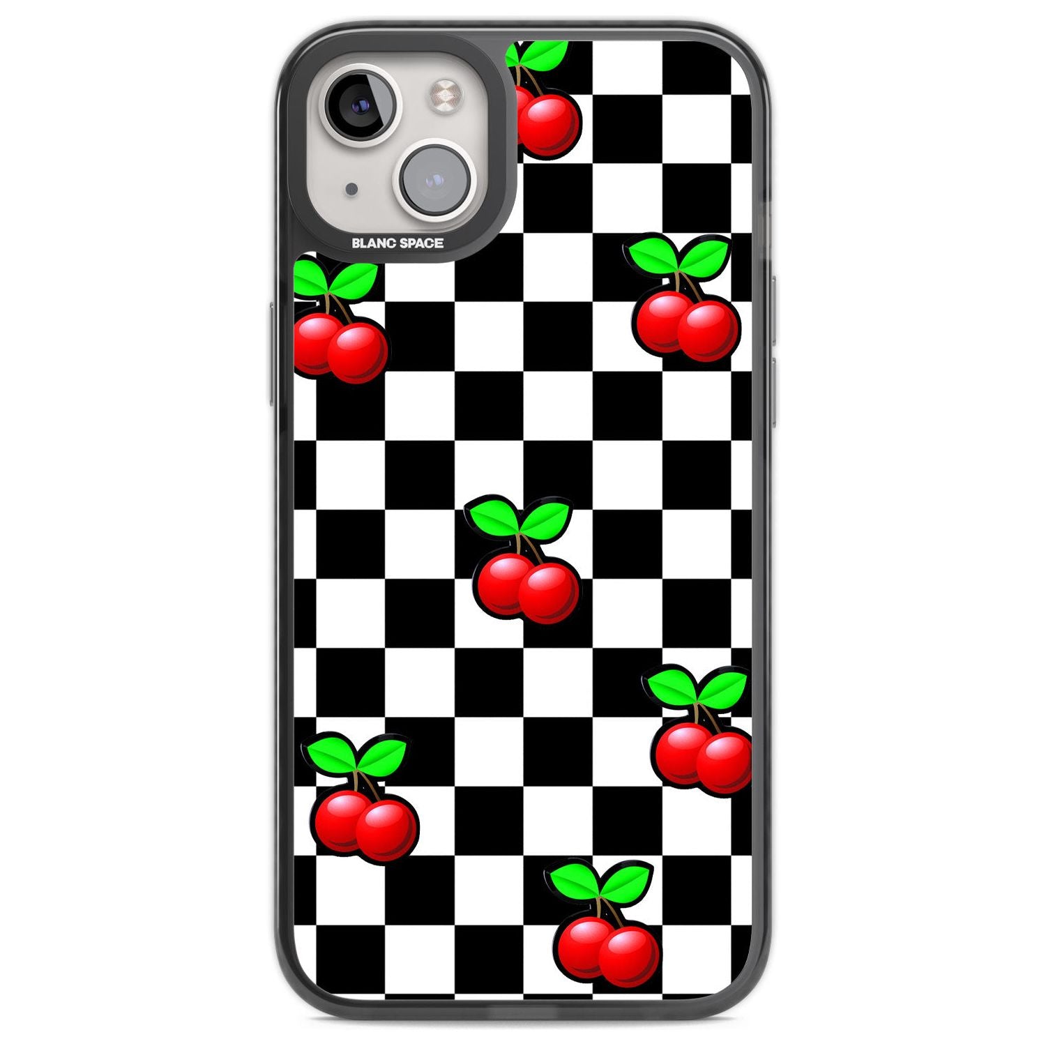 Checkered Cherry Phone Case iPhone 14 Plus / Black Impact Case Blanc Space