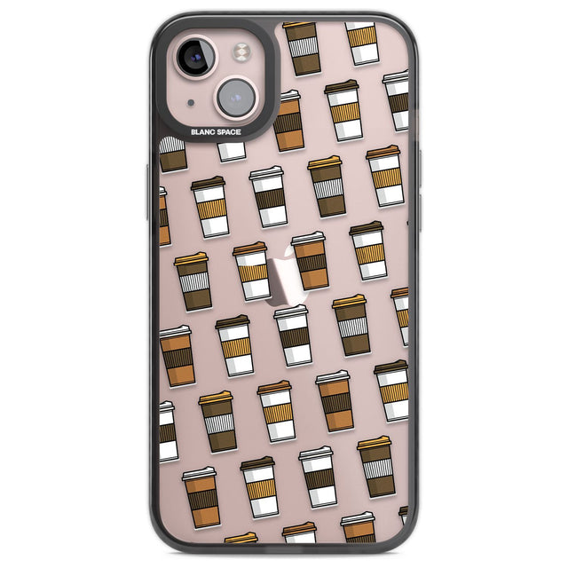 Coffee Cup Pattern Phone Case iPhone 14 Plus / Black Impact Case Blanc Space