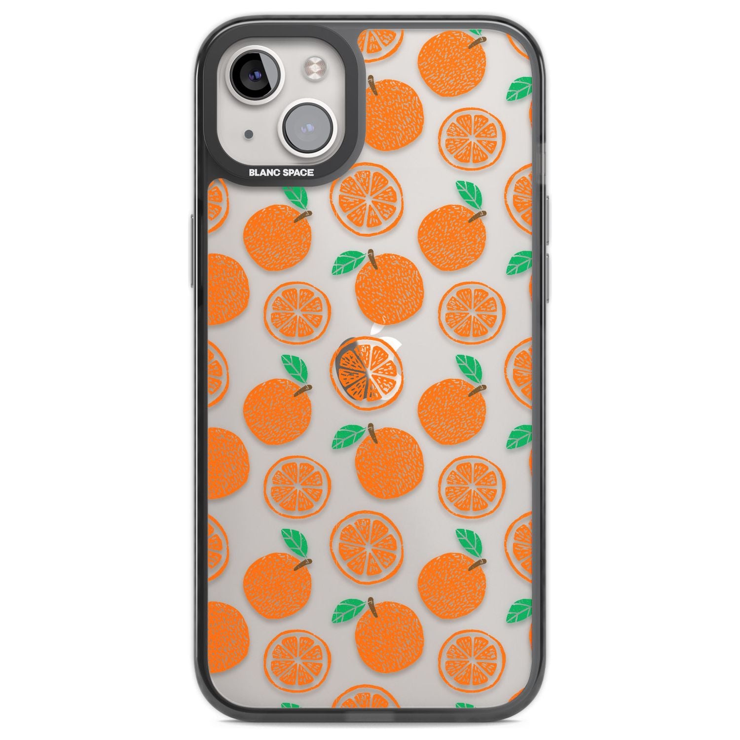 Orange Pattern Phone Case iPhone 14 Plus / Black Impact Case Blanc Space