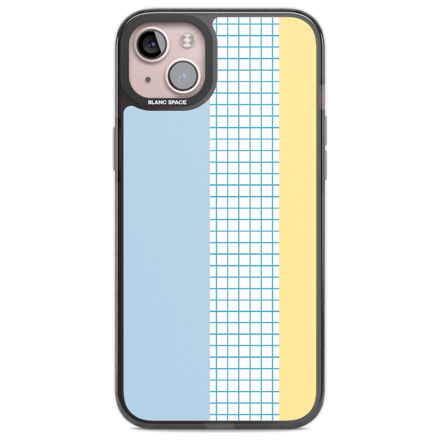 Abstract Grid Blue & Yellow Phone Case iPhone 14 Plus / Black Impact Case Blanc Space