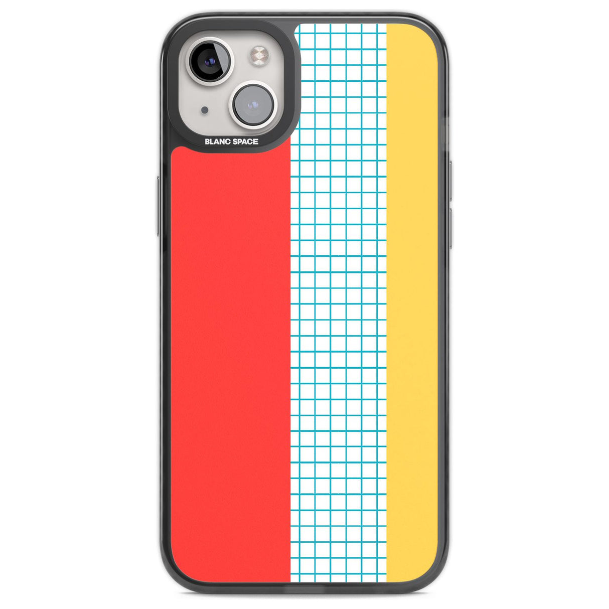 Abstract Grid Red, Blue, Yellow Phone Case iPhone 14 Plus / Black Impact Case Blanc Space
