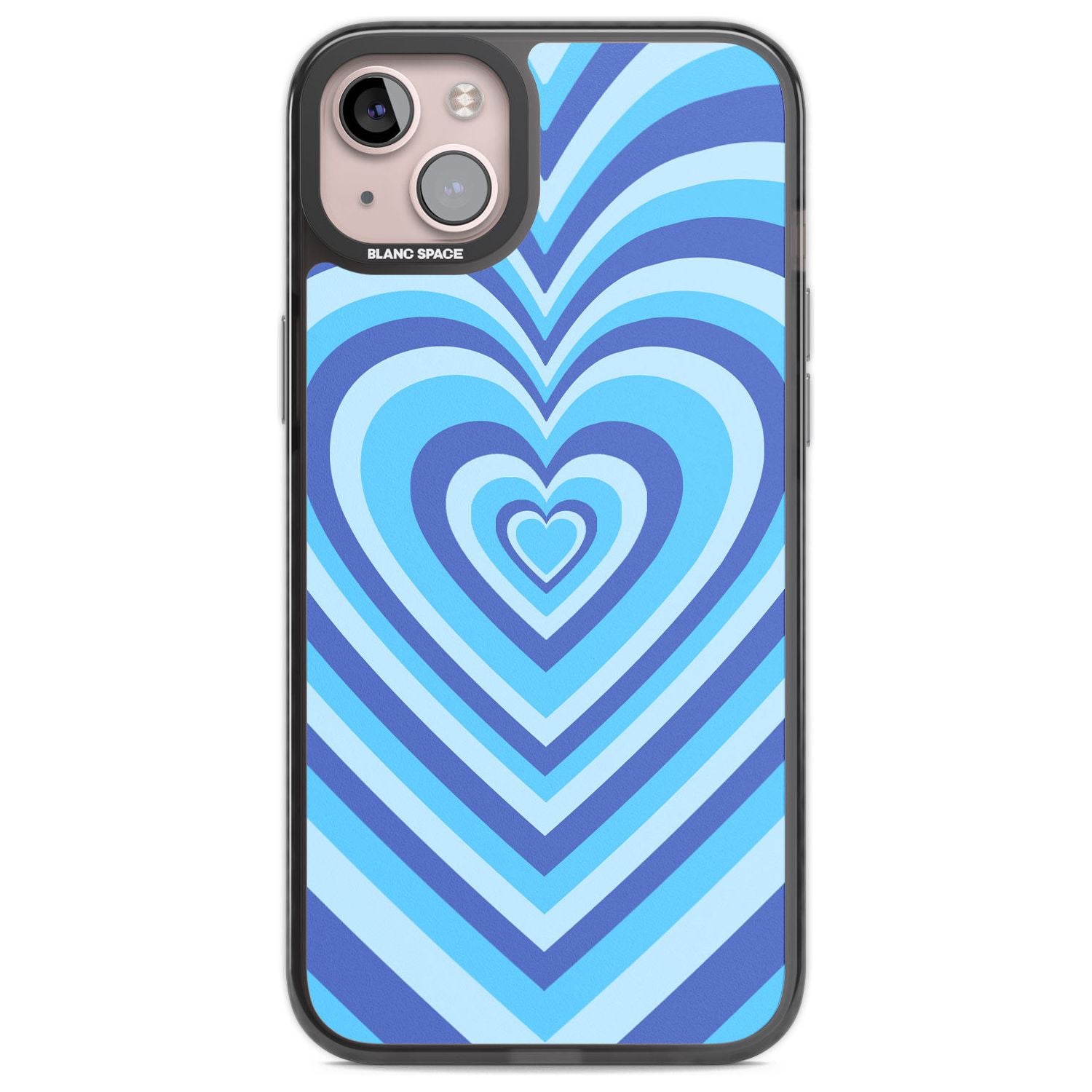 Blue Heart Illusion Phone Case iPhone 14 Plus / Black Impact Case Blanc Space