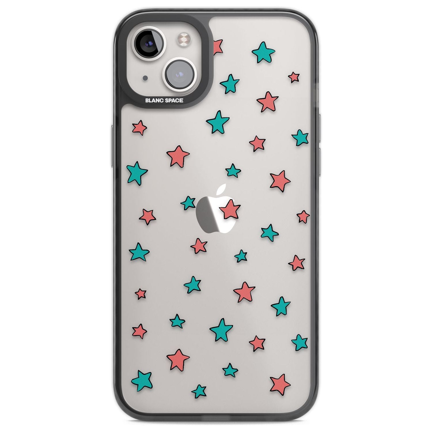 Heartstopper Stars Pattern Phone Case iPhone 14 Plus / Black Impact Case Blanc Space