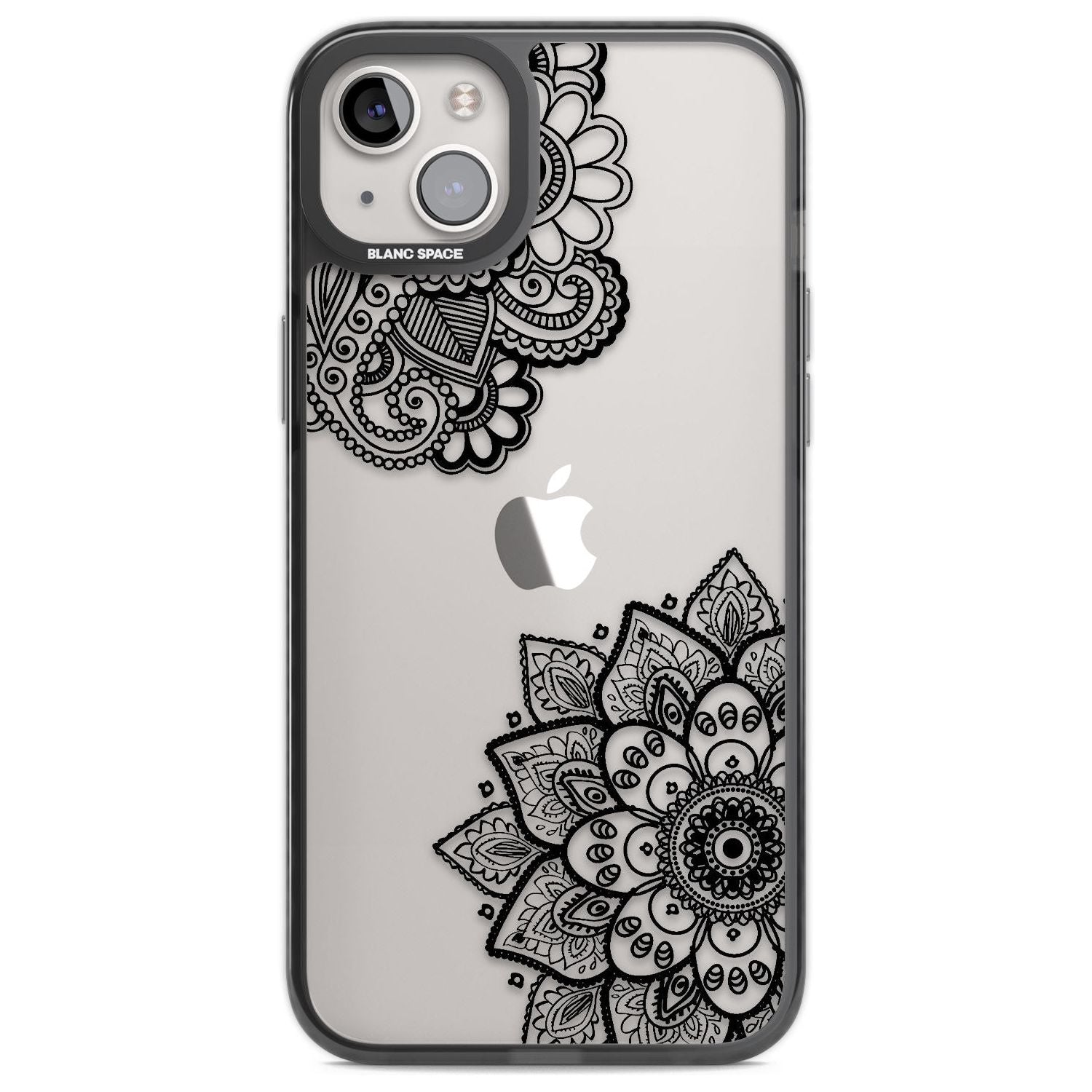 Black Henna Florals Phone Case iPhone 14 Plus / Black Impact Case Blanc Space
