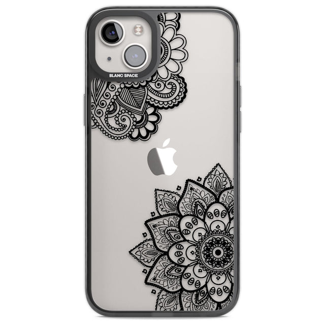 Black Henna Florals Phone Case iPhone 14 Plus / Black Impact Case Blanc Space
