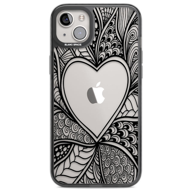 Black Henna Heart Phone Case iPhone 14 Plus / Black Impact Case Blanc Space