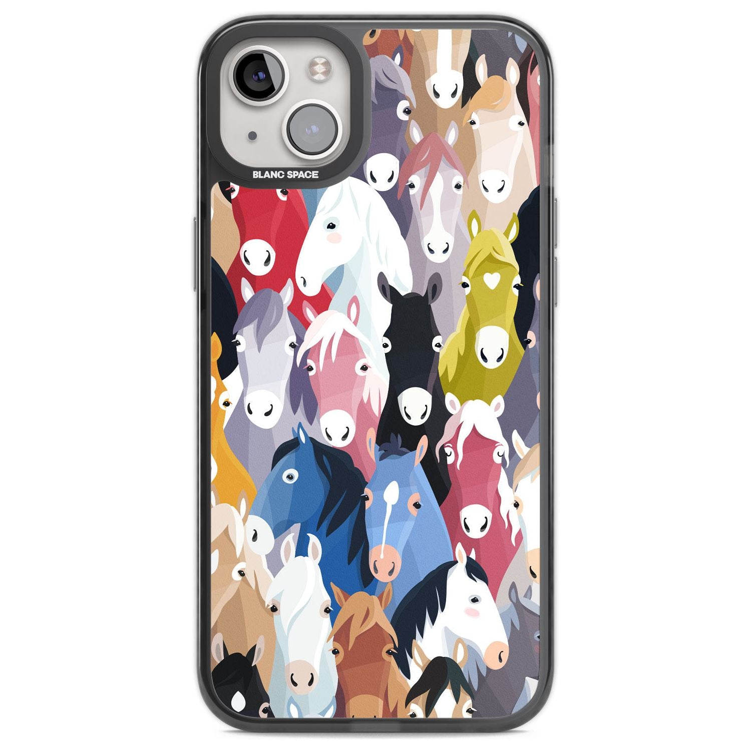 Colourful Horse Pattern Phone Case iPhone 14 Plus / Black Impact Case Blanc Space