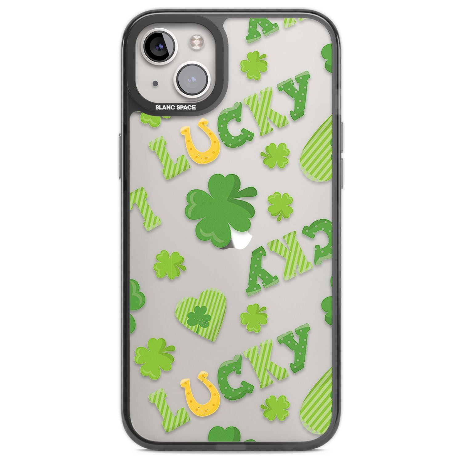Lucky Irish Clover Phone Case iPhone 14 Plus / Black Impact Case Blanc Space