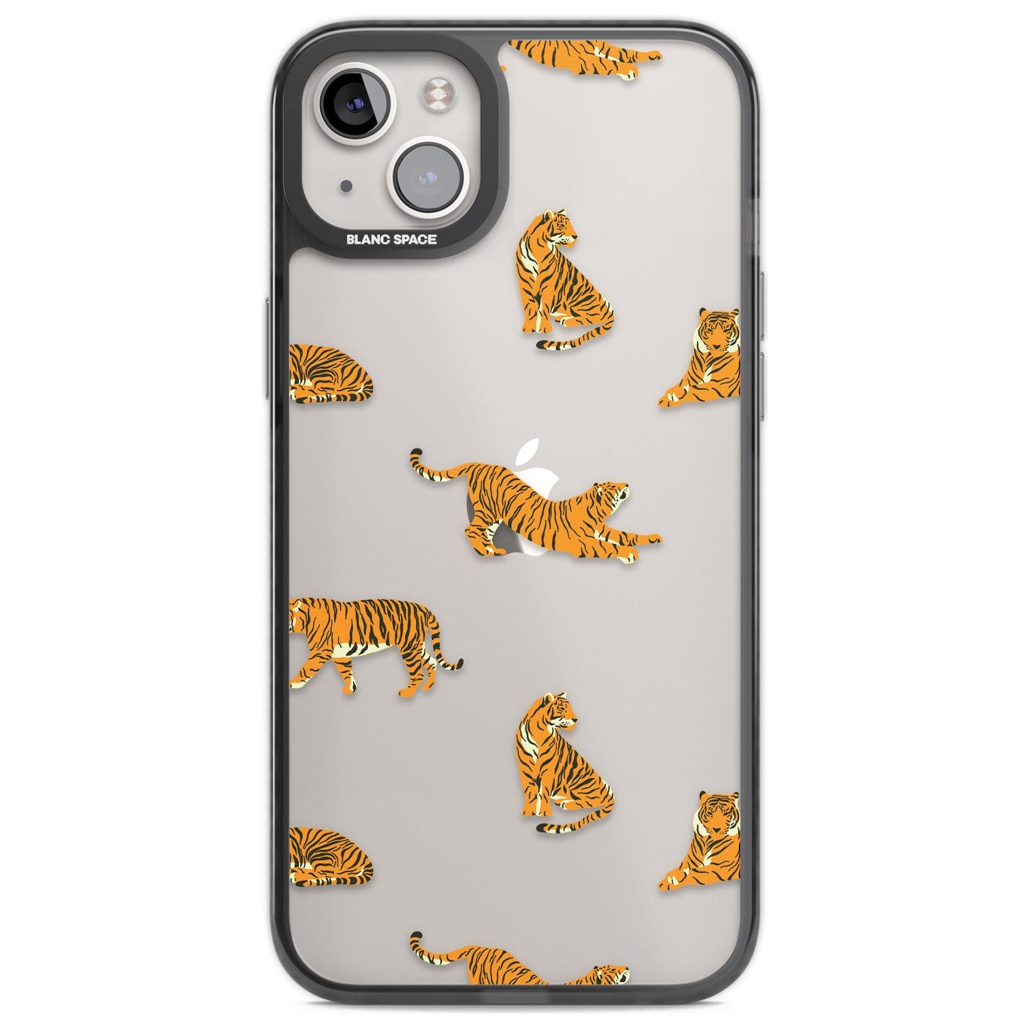Clear Tiger Jungle Cat Pattern Phone Case iPhone 14 Plus / Black Impact Case Blanc Space