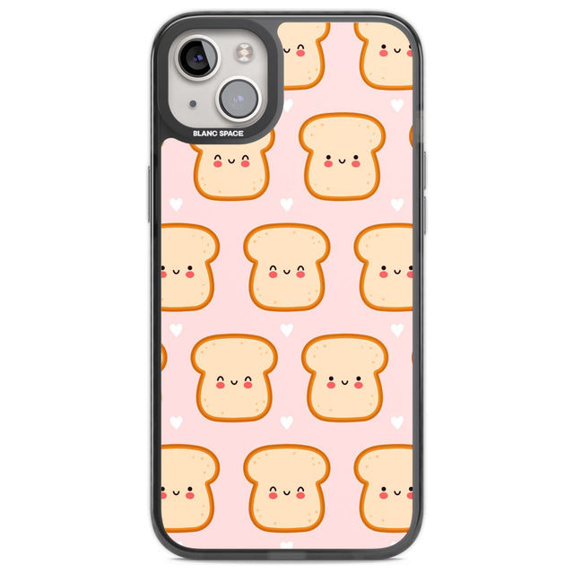 Bread Faces Kawaii Pattern Phone Case iPhone 14 Plus / Black Impact Case Blanc Space