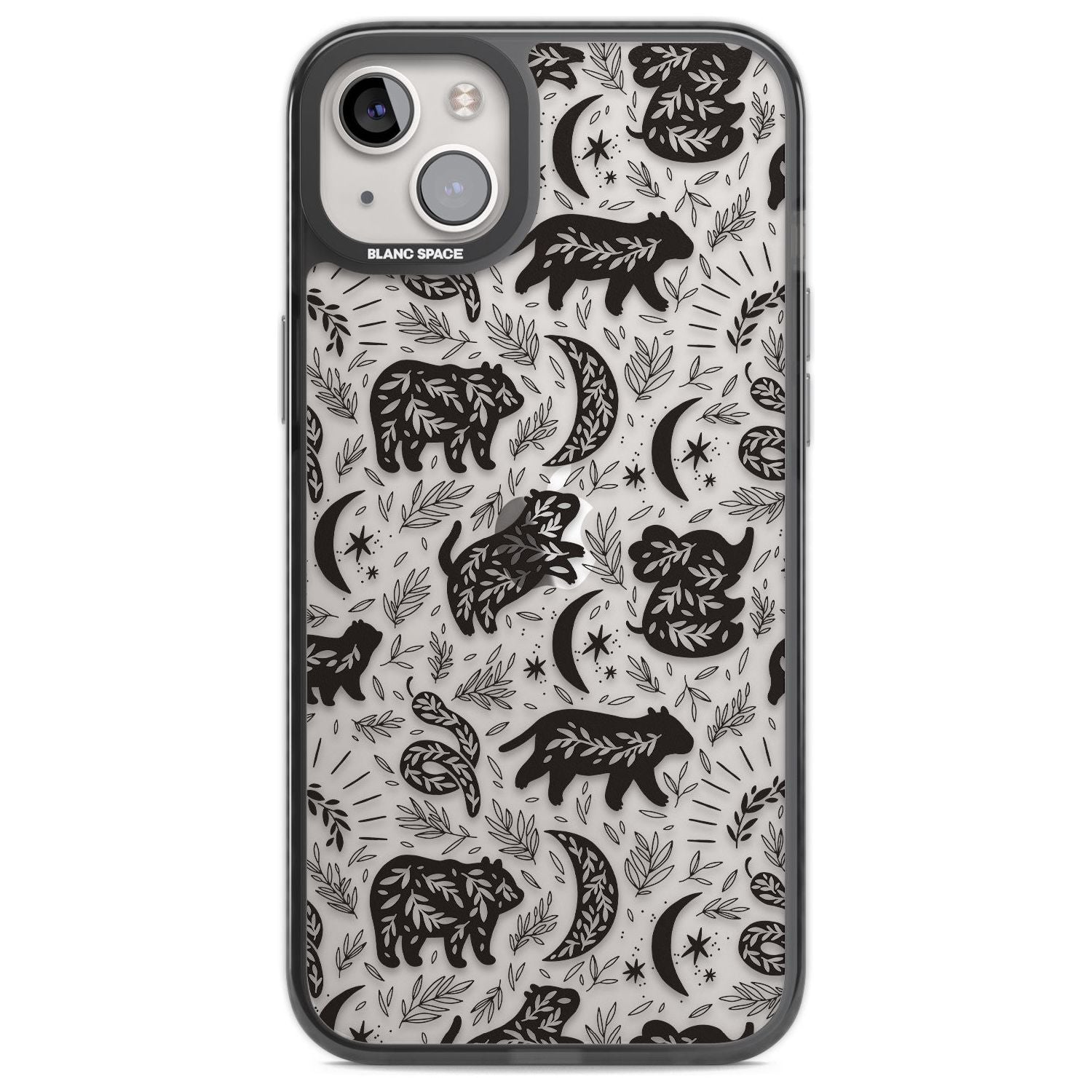 Leafy Bears Phone Case iPhone 14 Plus / Black Impact Case Blanc Space