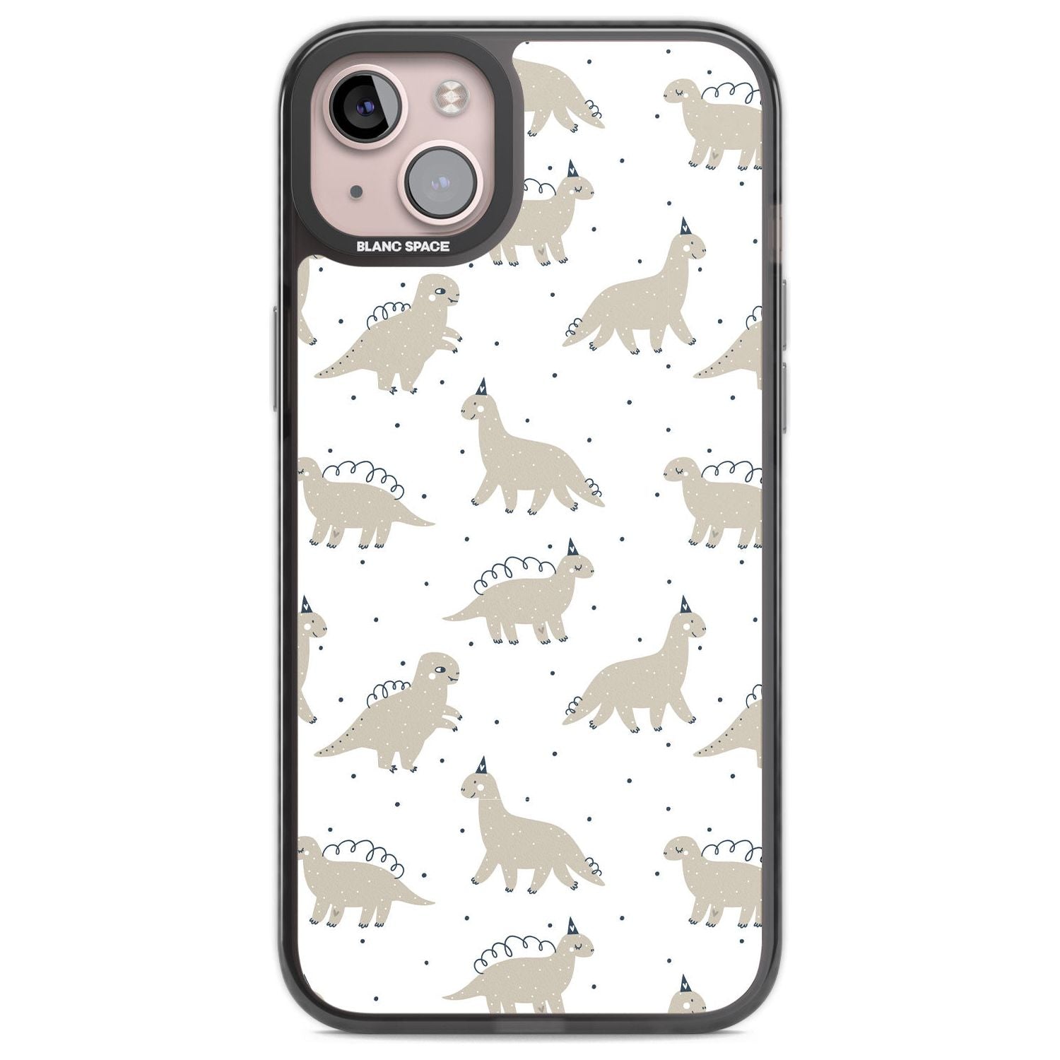 Adorable Dinosaurs Pattern Phone Case iPhone 14 Plus / Black Impact Case Blanc Space
