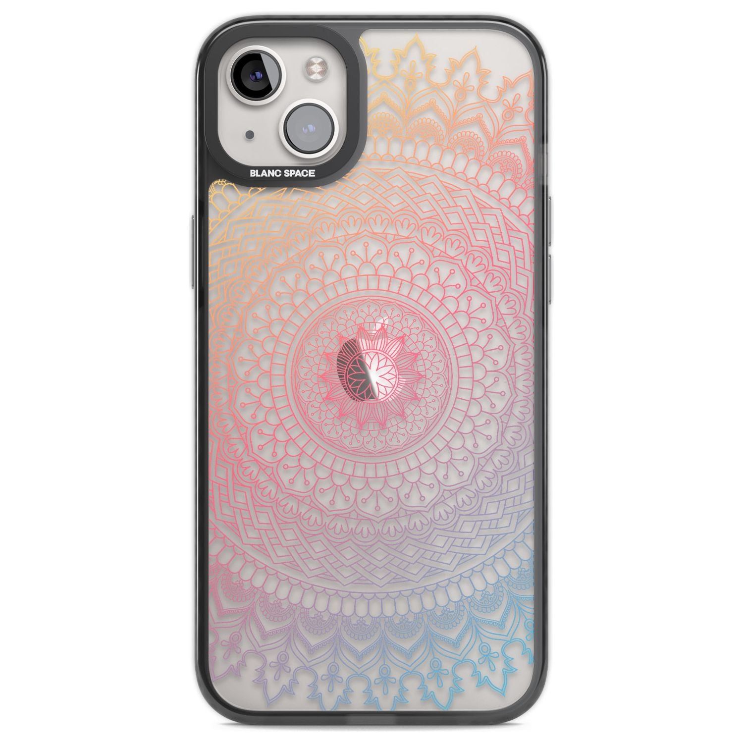 Large Rainbow Mandala Phone Case iPhone 14 Plus / Black Impact Case Blanc Space