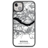 Map of Seoul, South Korea Phone Case iPhone 14 Plus / Black Impact Case Blanc Space