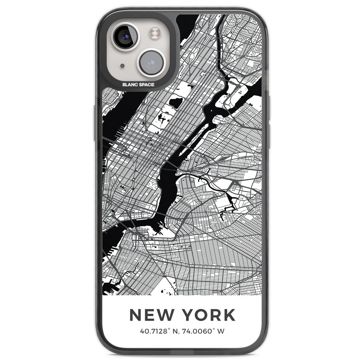 Map of New York, New York Phone Case iPhone 14 Plus / Black Impact Case Blanc Space