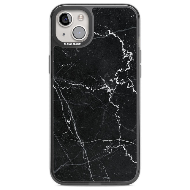Bold Black Marble with White Texture Phone Case iPhone 14 Plus / Black Impact Case Blanc Space