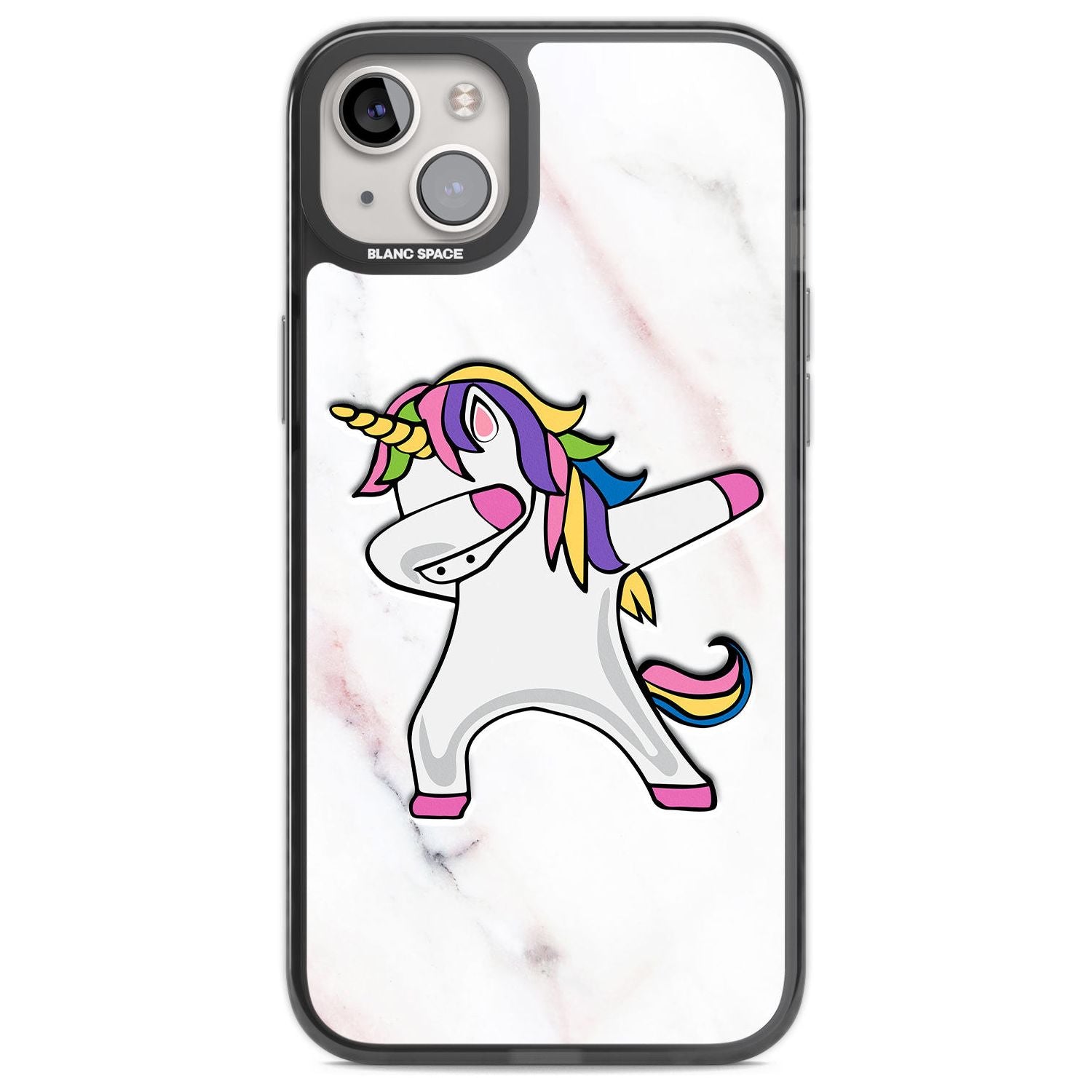 Designer Marble Unicorn Dab Phone Case iPhone 14 Plus / Black Impact Case Blanc Space