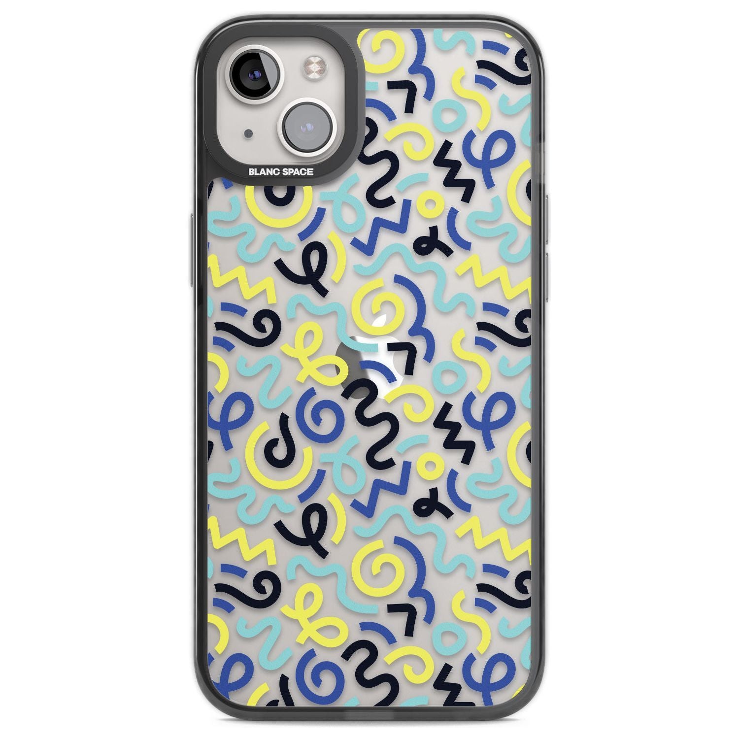 Blue & Yellow Shapes Memphis Retro Pattern Design