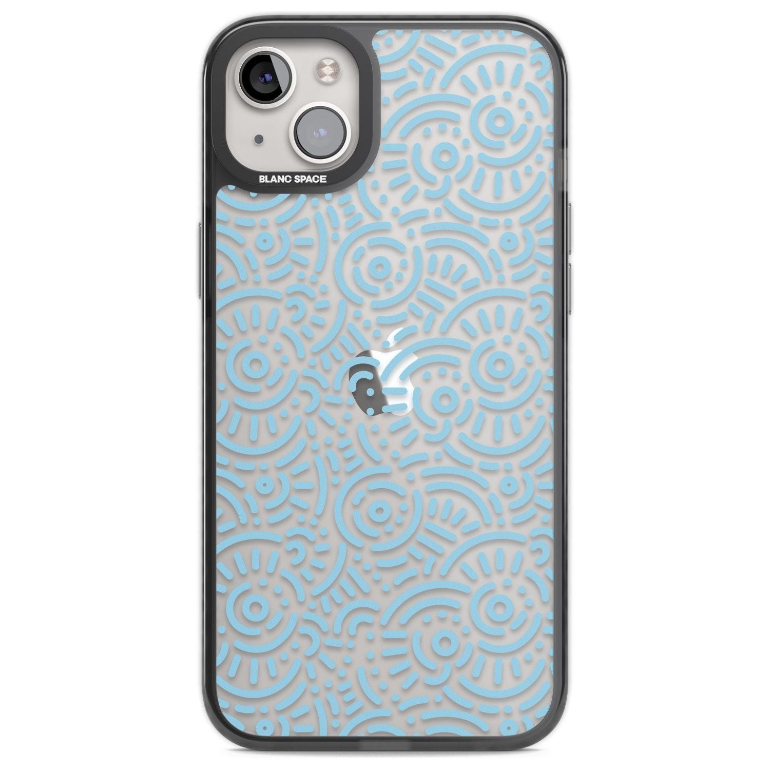 Light Blue Pattern Memphis Retro Pattern Design Phone Case iPhone 14 Plus / Black Impact Case Blanc Space
