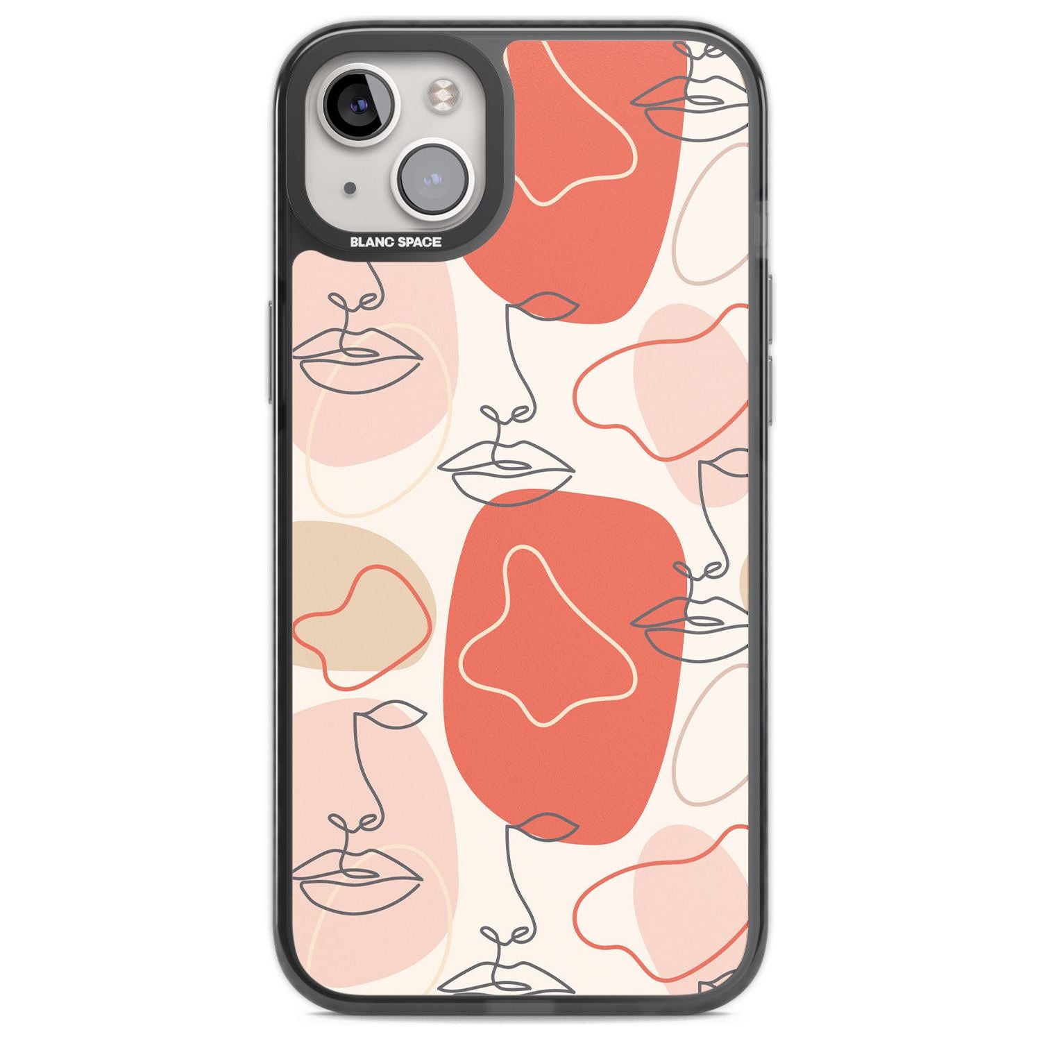 Minimal Line Art Stylish Abstract Faces Phone Case iPhone 14 Plus / Black Impact Case Blanc Space