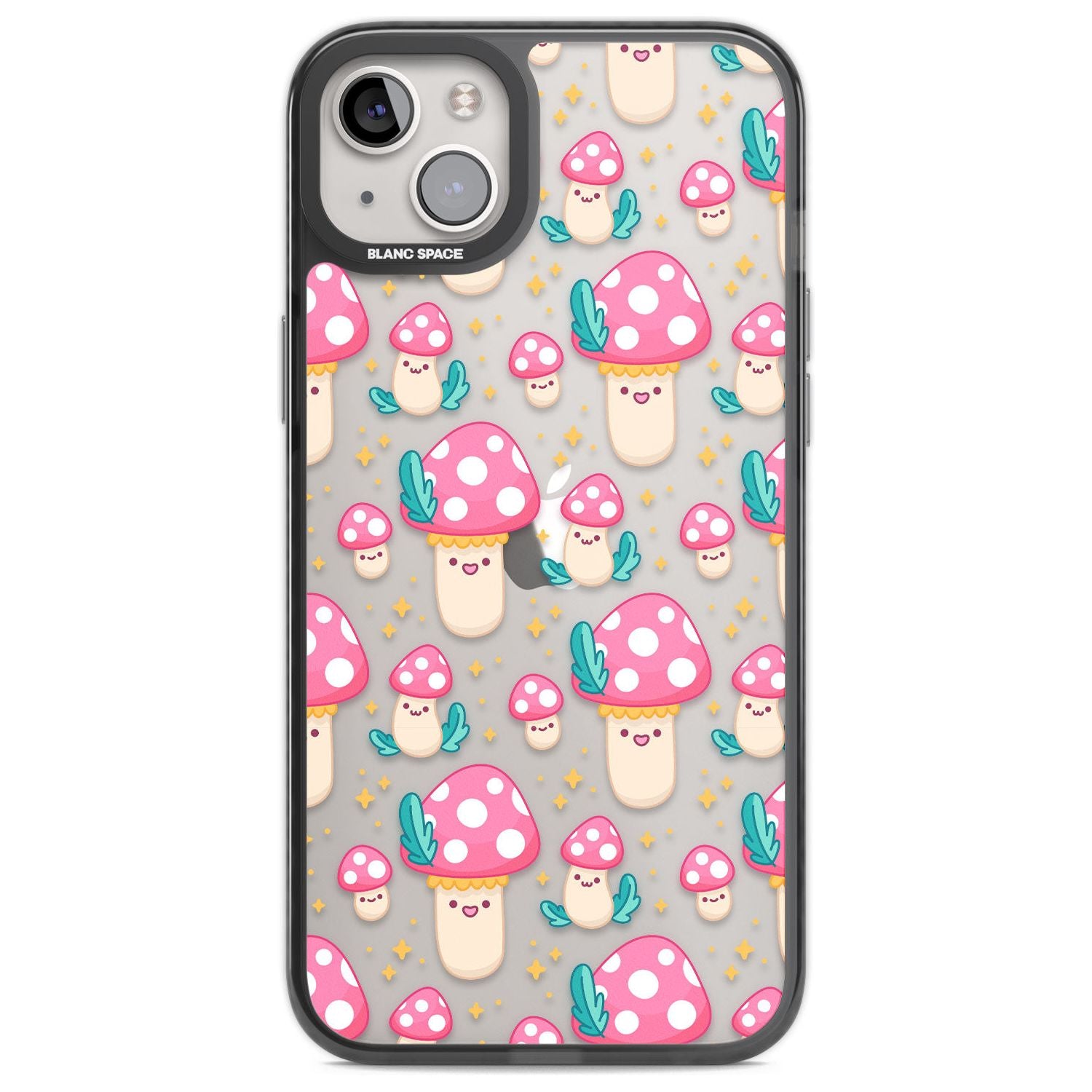 Cute Mushrooms Pattern Phone Case iPhone 14 Plus / Black Impact Case Blanc Space
