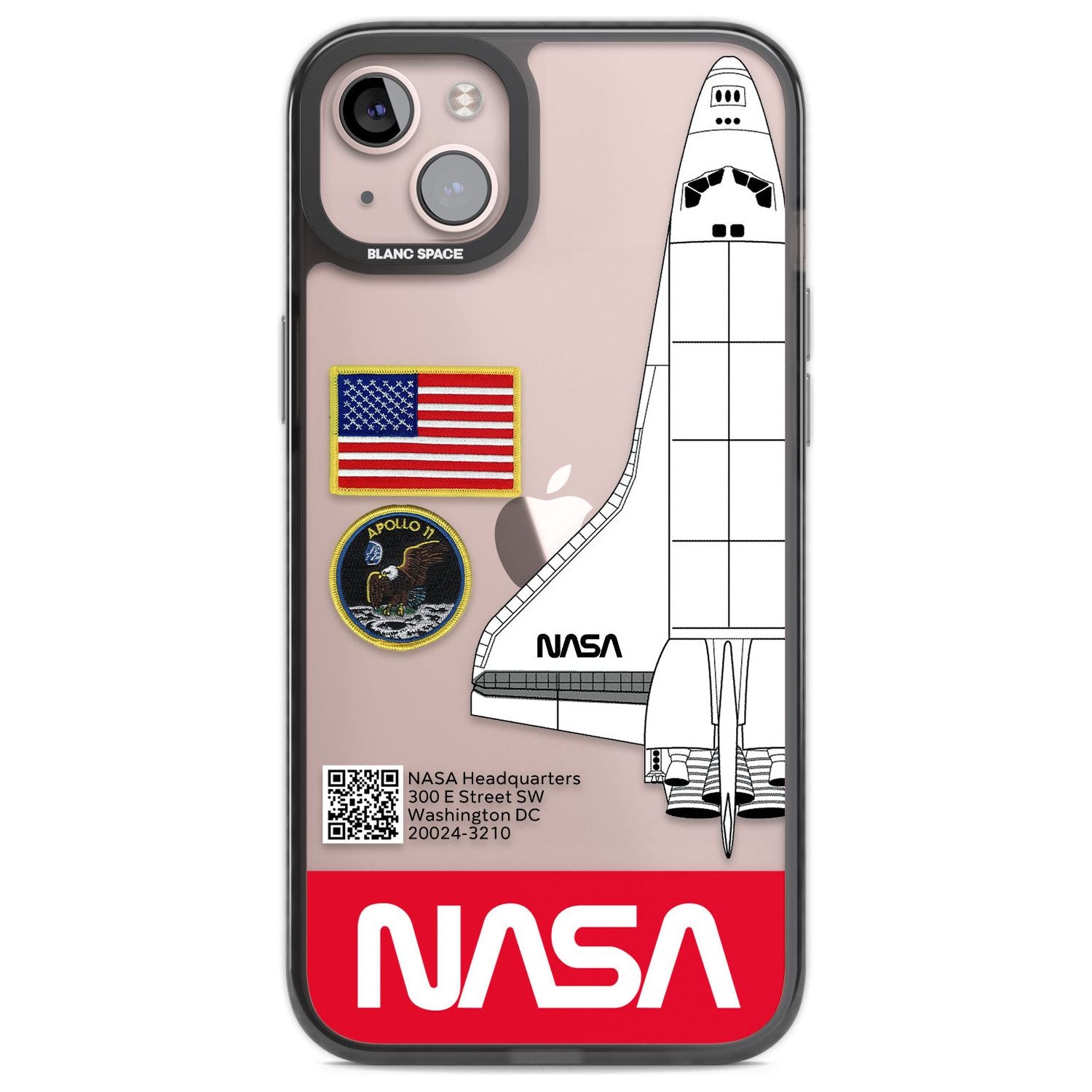 NASA Apollo 11 Phone Case iPhone 14 Plus / Black Impact Case Blanc Space