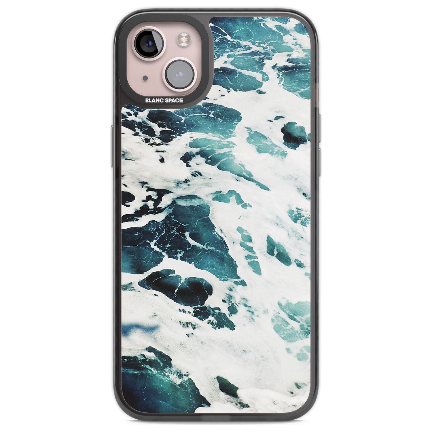 Ocean Waves Photograph Phone Case iPhone 14 Plus / Black Impact Case Blanc Space
