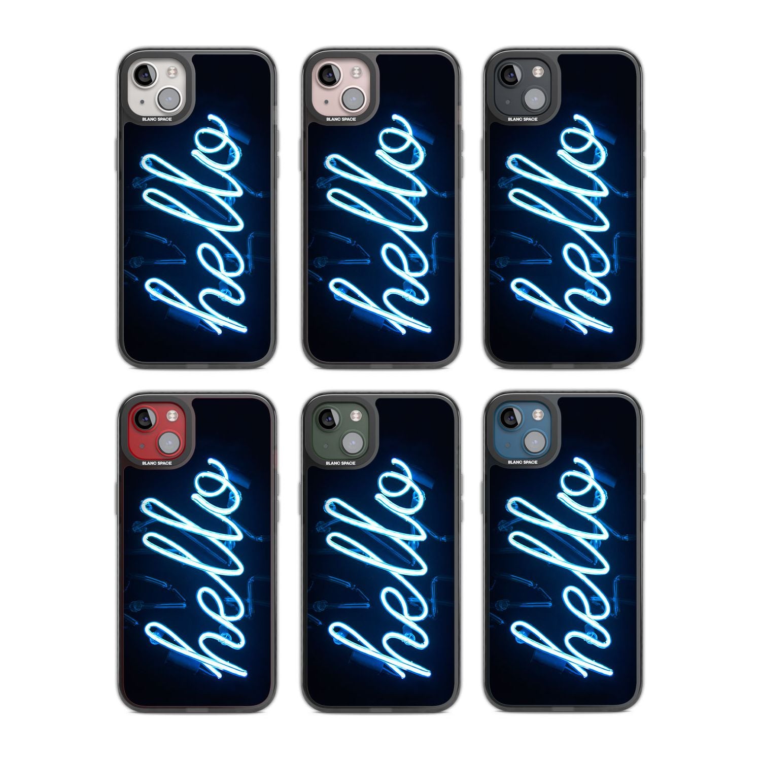 "Hello" Blue Cursive Neon Sign