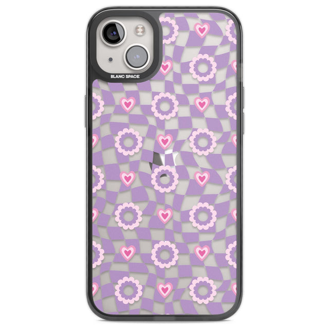Checkered Love Pattern Phone Case iPhone 14 Plus / Black Impact Case Blanc Space