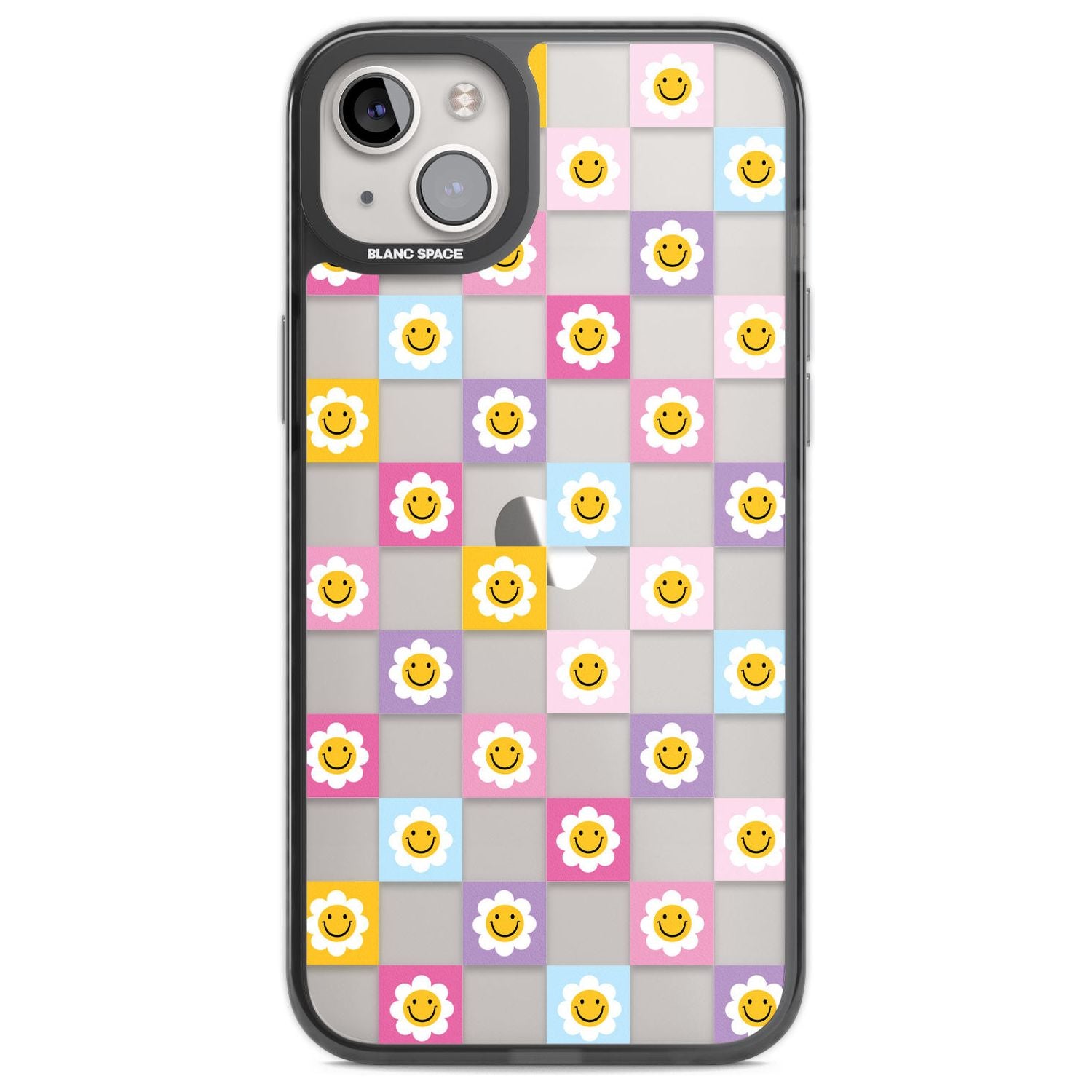 Daisy Squares Pattern Phone Case iPhone 14 Plus / Black Impact Case Blanc Space