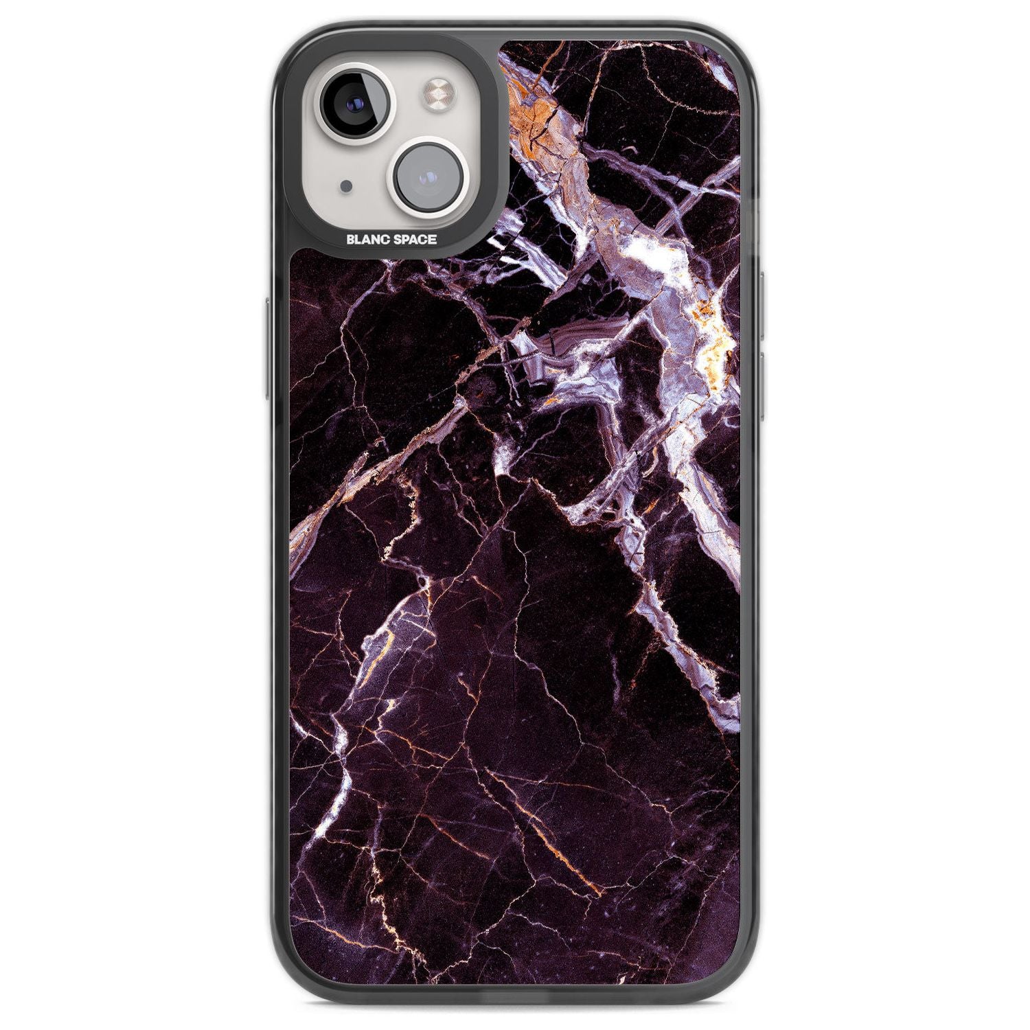 Black, Purple & Yellow shattered Marble Phone Case iPhone 14 Plus / Black Impact Case Blanc Space