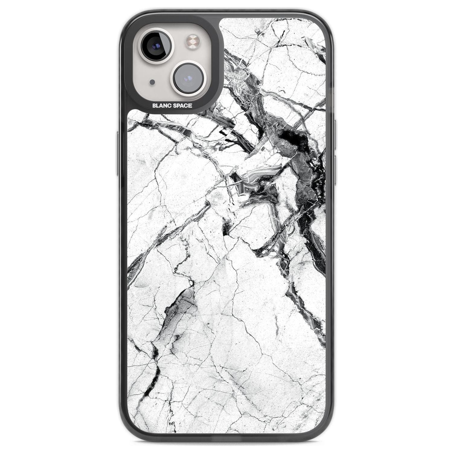 Black & White Stormy Marble Phone Case iPhone 14 Plus / Black Impact Case Blanc Space