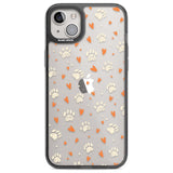 Paws & Hearts Pattern (Clear) Phone Case iPhone 14 Plus / Black Impact Case Blanc Space